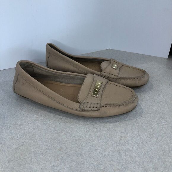 Calvin Klein - Leta Women's Leather Moccasin Size 8.5 Bone Color - Picture 1 of 6